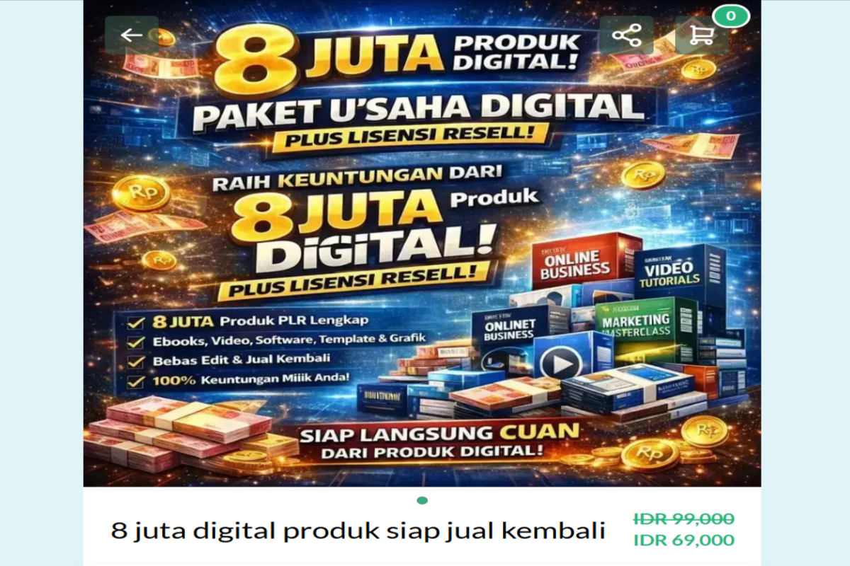 8Juta Produk Digital PLR Siap Jual, Siap Cuan