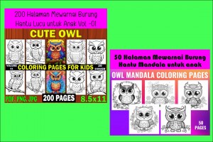 Bundle Premium Halaman mewarnai Burung hantu untuk anak (250 pages)