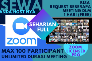 Sewa Zoom Meeting PRO 100 Peserta harian Unlimited Durasi Meeting-Zoom premium licensed lancar-bisa request bbrp meeting dlm 1 hari