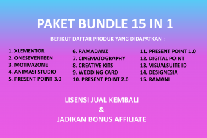 PAKET BUNDLE 15 IN 1 LISENSI JUAL KEMBALI & JADIKAN BONUS AFFILIATE