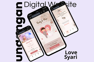 Undangan Digital Website Pernikahan Love Syari Video Motion Tanpa Foto Eksklusif Web Link Wa Ekspres