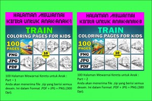 Halaman Mewarnai Kereta Api untuk anak-anak (200 Pages)