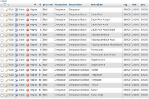 Data Ongkir JNE Lengkap se Indonesia